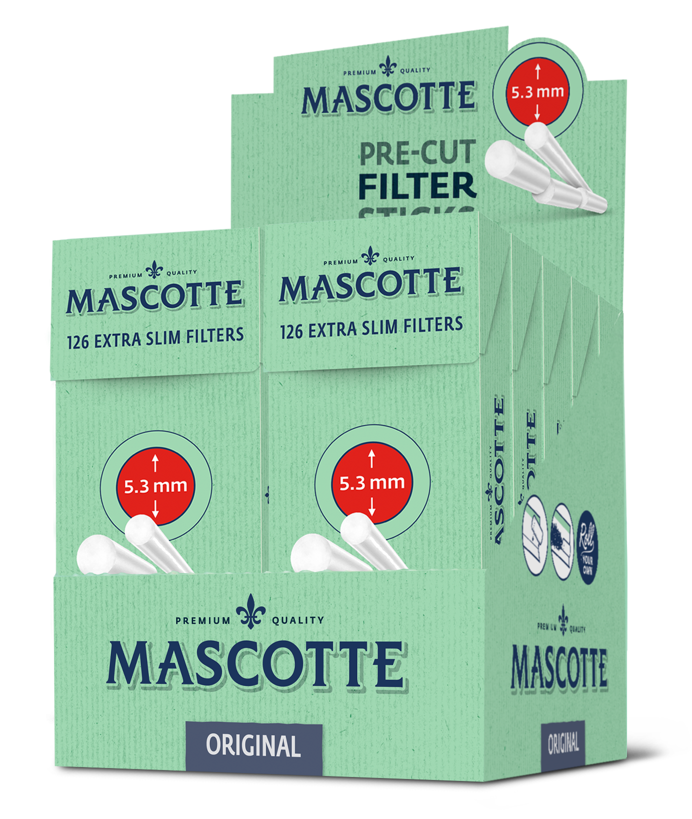 FILTRY EXTRA SLIM MASCOTTE 5,3mm 126szt. PRE-CUT